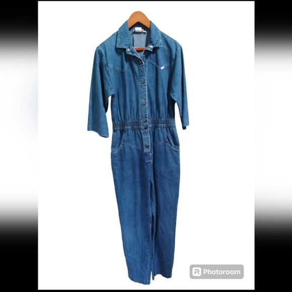 Dream Pants - Vintage 80s 90sWomen's Jump suit denim jeans size Small / Medium